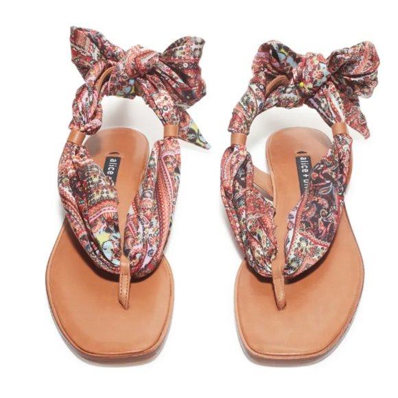 💗 Alice + Olivia Caliea Printed Wrap Sandals, Size 6 Brown - Picture 9 of 10